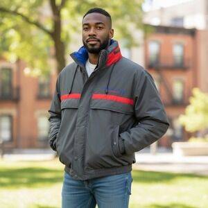 Vintage‎ Perry Ellis America Men's Insulated Jacket Black Blue Red Size L NEW